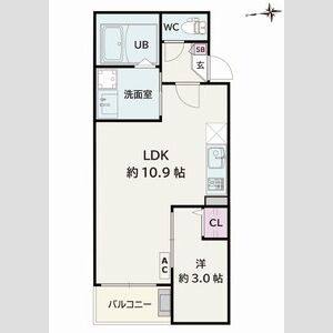 1LDK 間取り図
