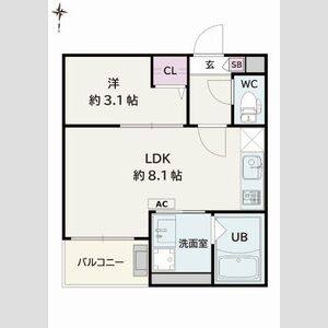 1LDK 間取り図