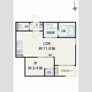 1LDK 間取り図