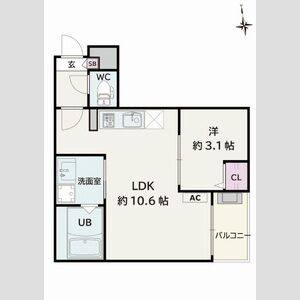 1LDK 間取り図