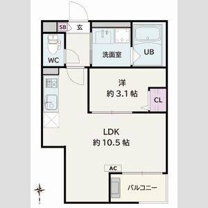1LDK 間取り図