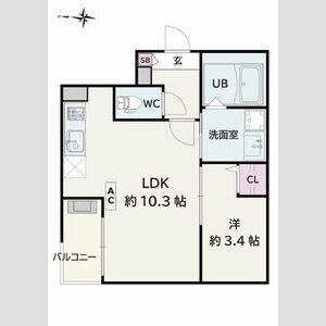 1LDK 間取り図