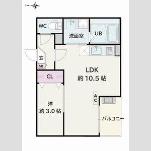 1LDK 間取り図
