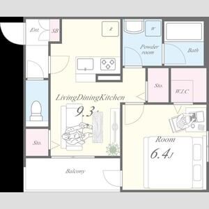 1LDK 間取り図
