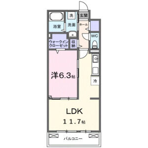1LDK 間取り図