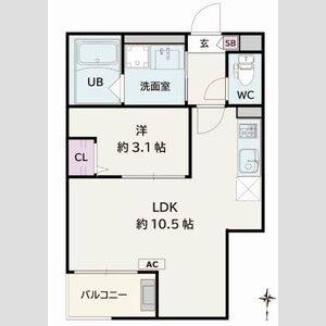 1LDK 間取り図