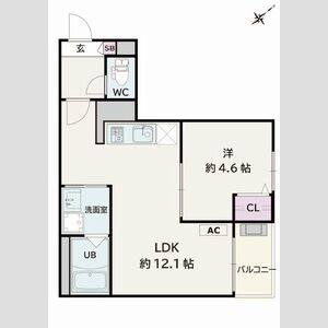 1LDK 間取り図