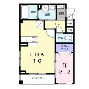 1LDK 間取り図
