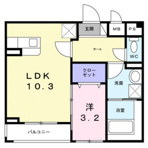 1LDK 間取り図