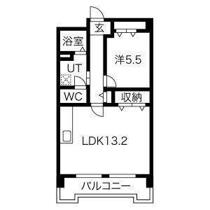 1LDK 間取り図