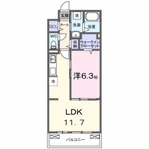 1LDK 間取り図