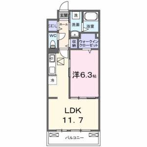 1LDK 間取り図
