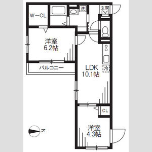 2LDK 間取り図