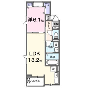 1LDK 間取り図