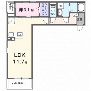 1LDK 間取り図