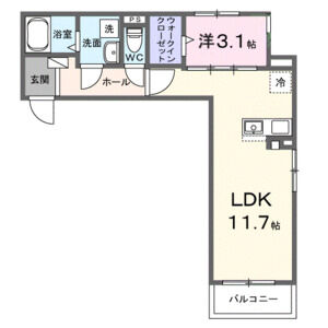 1LDK 間取り図