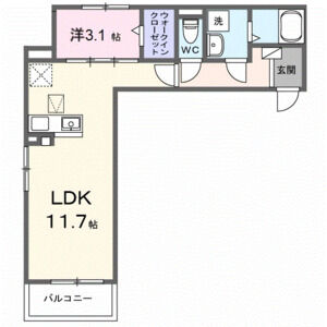 1LDK 間取り図