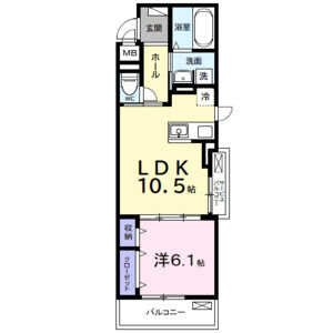1LDK 間取り図
