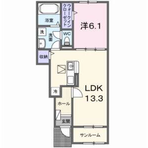 1LDK 間取り図