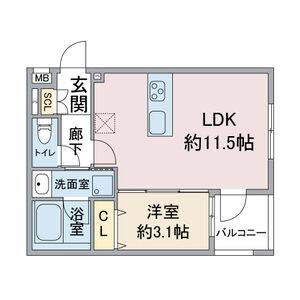 1LDK 間取り図