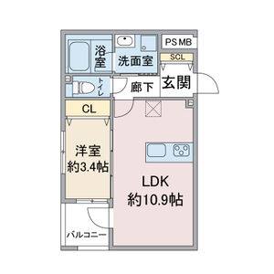 1LDK 間取り図