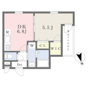 1DK 間取り図
