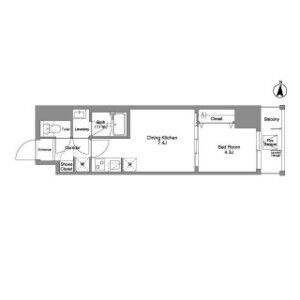 1DK 間取り図