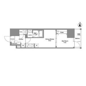 1DK 間取り図