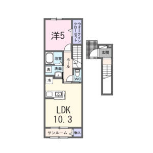 1LDK 間取り図