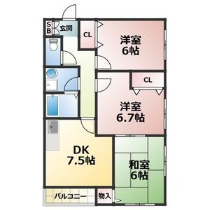 3DK 間取り図