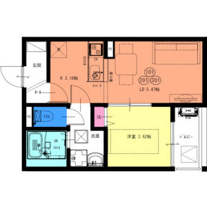 1LDK 間取り図