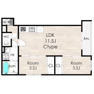 2LDK 間取り図