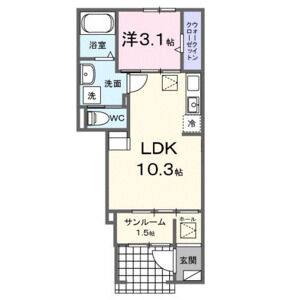 1LDK 間取り図