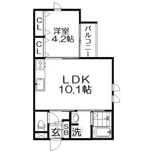 1LDK 間取り図