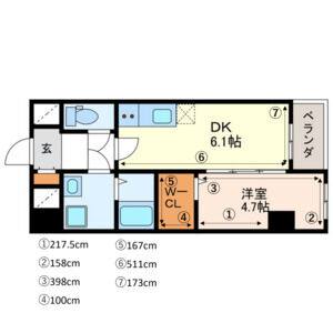 1DK 間取り図