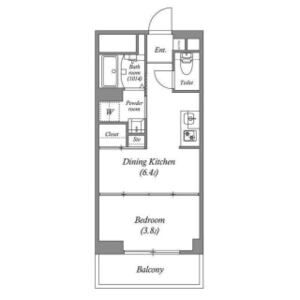 1DK 間取り図
