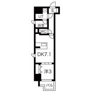 1DK 間取り図
