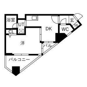 1DK 間取り図