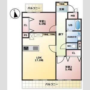 2LDK 間取り図