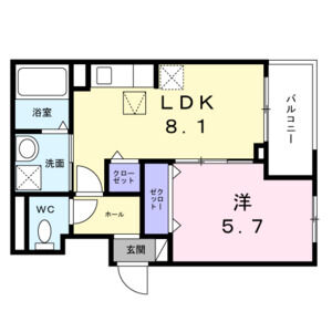 1LDK 間取り図