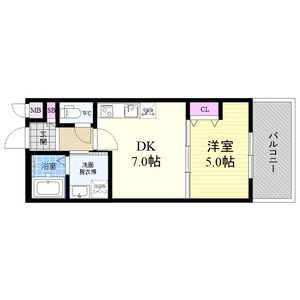 1DK 間取り図