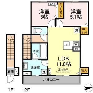 2LDK 間取り図