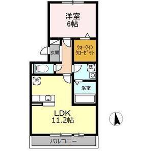 1LDK 間取り図