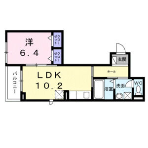 1LDK 間取り図