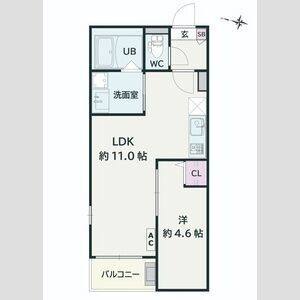 1LDK 間取り図