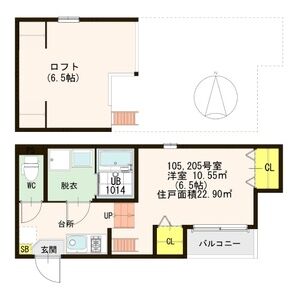 1K 間取り図