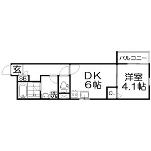 1DK 間取り図