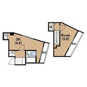 1DK 間取り図