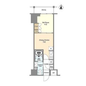 1DK 間取り図