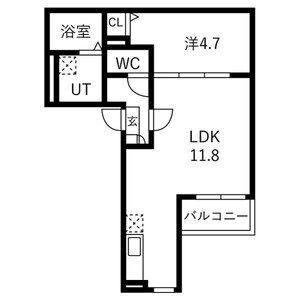 1LDK 間取り図